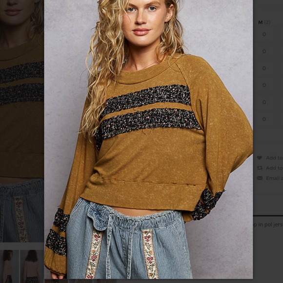 POL “ Dixie “ POL Jersey Top with Balloon Sleeves 66A - Picture 1 of 5